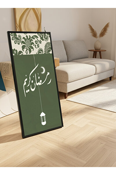 LOWHA لوحة جدارية قماشية على إطار خشبي بإطار أسود عائم وحامل خلفي، تحمل تصميم...