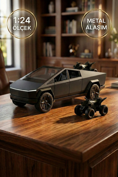 craftivio 1:24 Cybertruck Metal Diecast Model Araba - ATV Motorlu, Kapıları A...