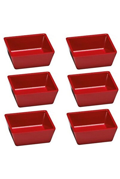 Culinaro Set of 6 square melamine bowls Red 9x9x3.5 cm