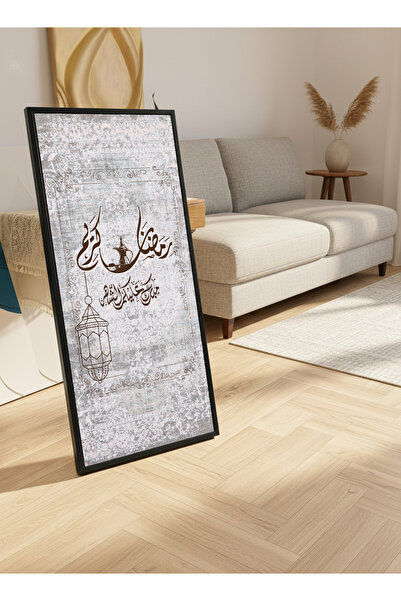 LOWHA لوحة جدارية قماشية على إطار خشبي بإطار أسود عائم وحامل خلفي، تحمل تصميم...