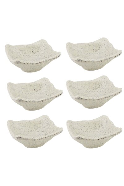 Culinaro Set of 6 square ramekin bowls White Granite 9x8.5xh3.9cm