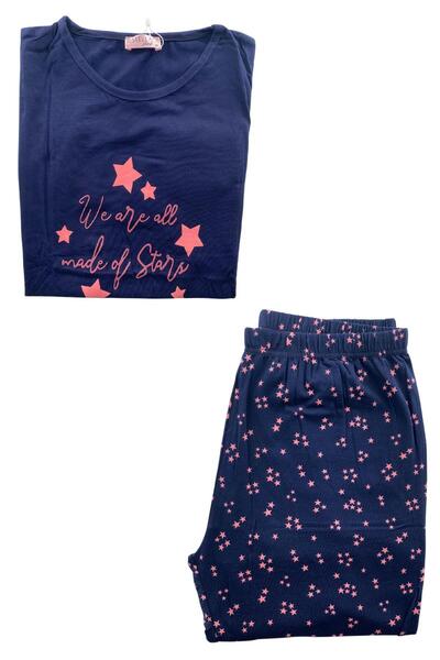 DoDe Flora Women's Battal Star Patterned Short Sleeve Pajama Set - 5513 - Stl...