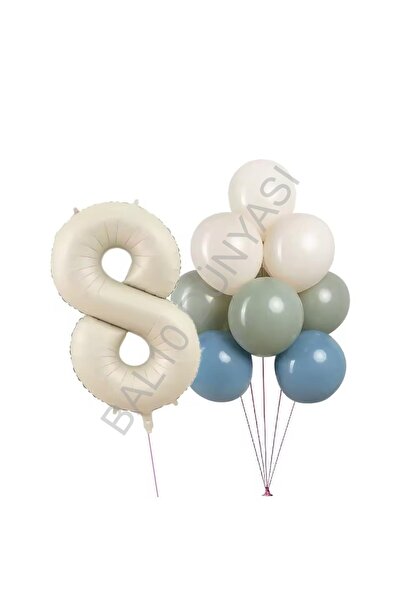 BEST PARTİ Cream Numbers and Balloons Set Age-8
