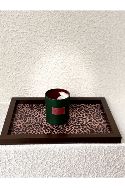 DEKORMED Leopard Patterned Wooden Presentation Tray/ Organizer/ Board