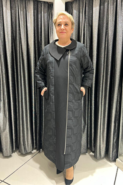 selma Büyük Beden Yaka Detaylı Kapitone Kap