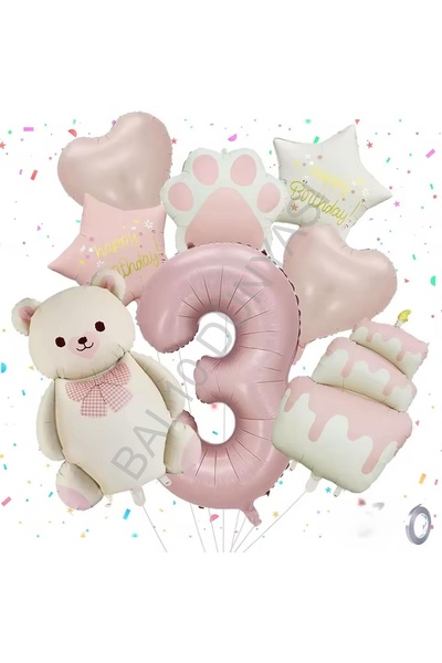 BEST PARTİ Retro Colors Concept Birthday Party Set Age-3