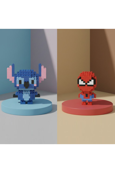Teknik Durak Sevimli İkili Karakter Nano Blok Seti - 3D Mikro Yapım Figürleri...
