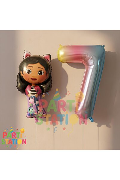 Parti Station Gabby Dollhouse Konsept 7 Yaş Doğum Günü Balon Seti