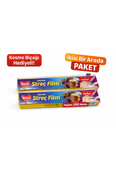 viora Streç Film 100 metre 2 adet kesme bıçağı hediyeli