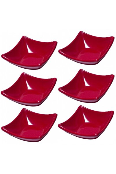 Culinaro Set of 6 square melamine bowls Red 8.5x8.5x3.5cm