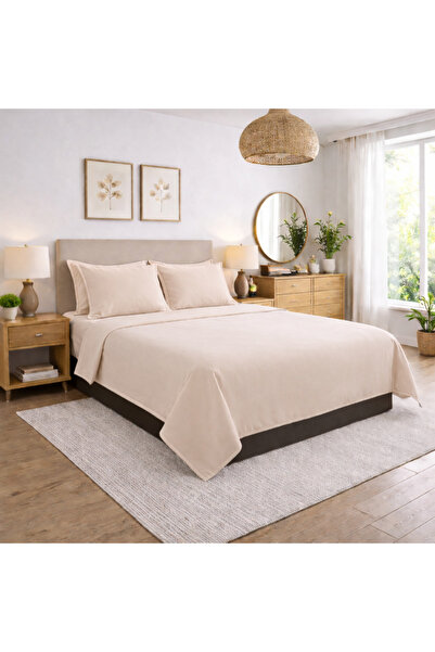 OEMN King-Size bed linen, 100% cotton Ranforce fabric, beige