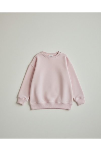 Kyex Unisex Kids' Dusty Pink Crew Neck Basic Sweatshirt - 100% Cotton Soft Fabric