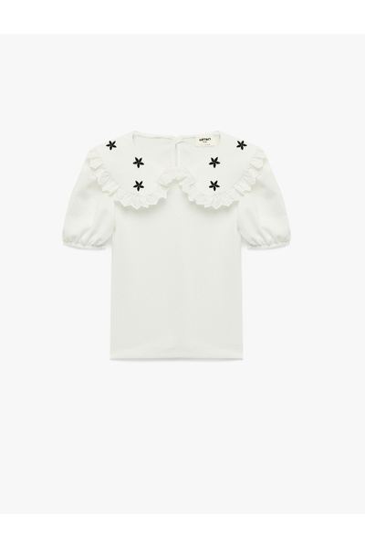 Koton Bluză cu guler bebeluș și mânecă scurtă, cu detalii brodate