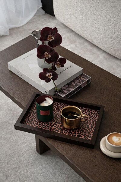 DEKORMED Leopard Patterned Wooden Presentation Tray/ Organizer/ Board