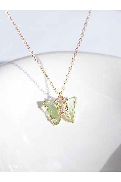 Reorah Collection Green Zircon Stone Butterfly Necklace