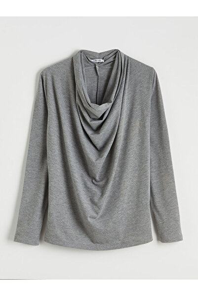 LC Waikiki Bluză gri cu guler lejer