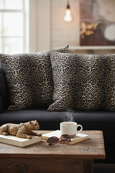 FARCY 2-Piece Square Shaped 3D Printed Linen Fabric Patterned Throw Pillow Co...