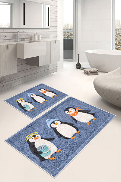 Pelura Halı سجادة حمام منقوشة بطباعة رقمية قابلة للغسل من بينجوين (50x60-60x100)