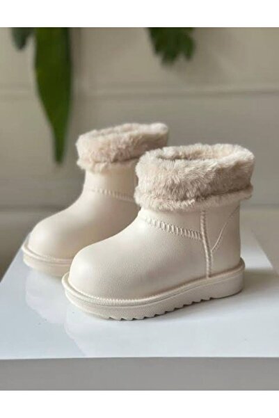 doğan gurup Çocuk Bej Su Geçirmez Içi Kürklü Yarım Bot Kalın Taban