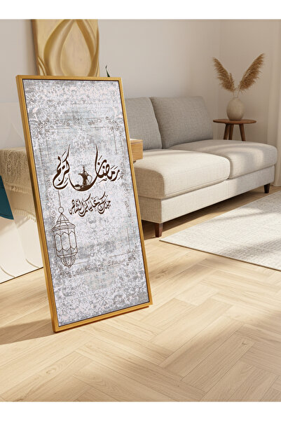 LOWHA لوحة جدارية قماشية على إطار خشبي بإطار ذهبي عائم وحامل خلفي، تحمل تصميم...