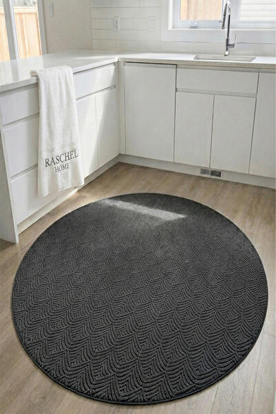 Raschel Carpet Premium Yıkanabilir Leke Tutmaz Yuvarlak Yaprak Desenli Mutfak...