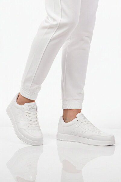 WALKWAY Pantofi sport pentru bărbați, albi, cu șireturi, mărime mare, 158 M