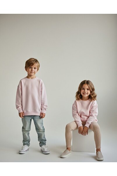 Kyex Unisex dečija majica u puder roze boji okrugla kragna Osnovni - 100% pam...