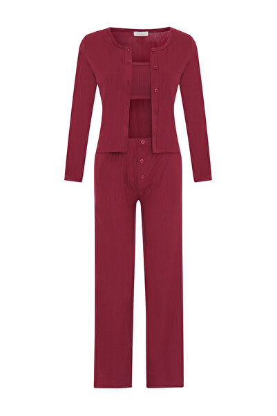 AQUELLA Σετ πιτζάμες Betsy Bordo 3 τεμαχίων