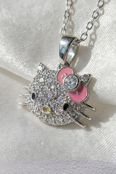 Elifsu Jewelry Hello Kitty Işıltılı Taşlı Çelik Kolye