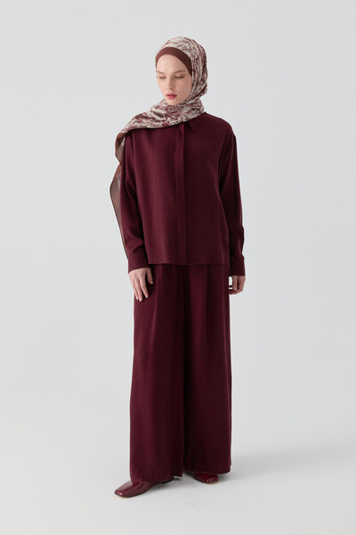 Tuğba Bol Paça Pantolon - Bordo