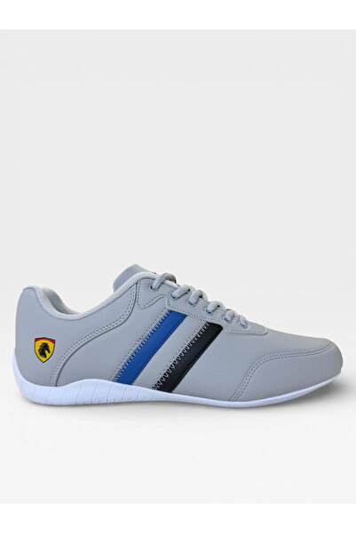 Liger حذاء رياضي رجالي يومي مريح ذو نعل رفيع مع شريط جانبي باللون الرمادي