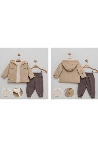 Bombili BOMBİLİ-6935 BEJ TRENCH 3LÜ ERKEK TAKIM
