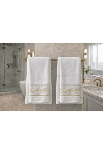 Özdilek İşlemeli Nakışlı 2'li El Yüz Havlusu