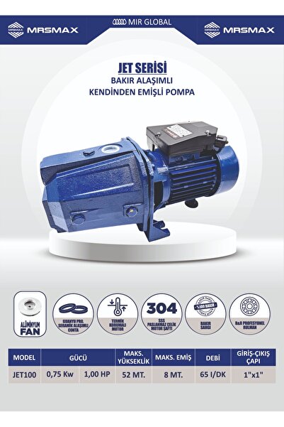 İBELTECH JET100 SERİSİ BAKIR ALAŞIMLI KENDİNDEN EMİŞLİ POMPA 5 KAT 5 DAİRE