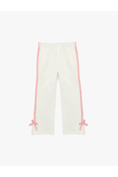 Koton Pantaloni de trening din bumbac cu talie elastică, cu detaliu fundă, cu...