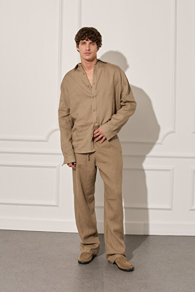 Beyyoglu %100 Keten Beli Lastiklli Pantolon