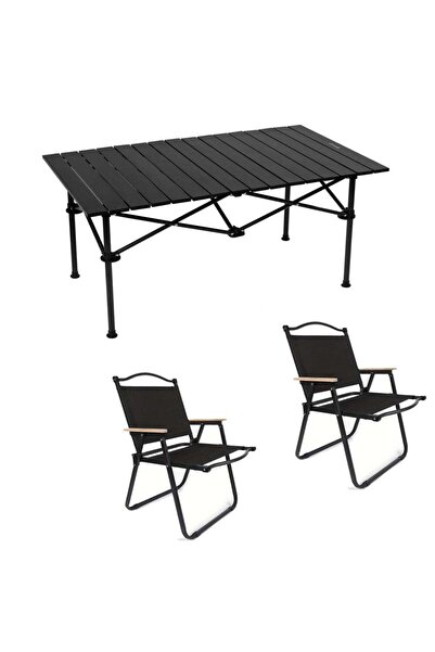 AGD 3-Piece Folding Set Including 120cm Table and Two Chairs/ black