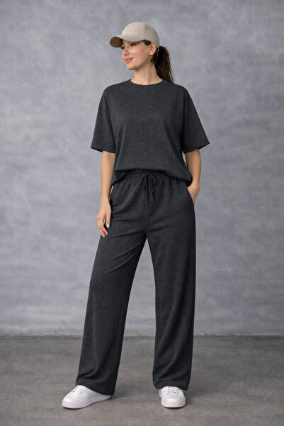 YAKAMEL Women's Crew Neck Short Sleeve Super High Waist Elastic Lace-Up Stretchy