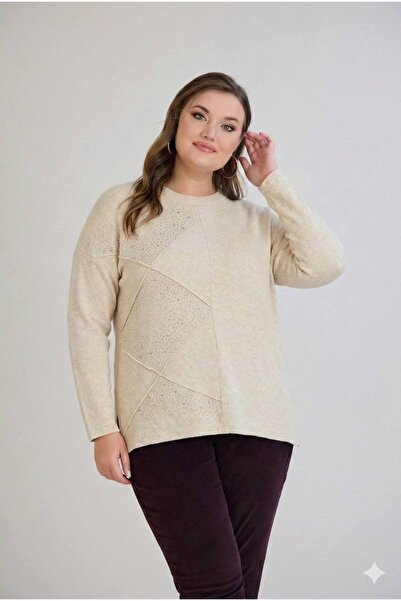 TUSSE Elegant Women's Soft Geometric Pattern Plus Size Cashmere Blouse Sweats...