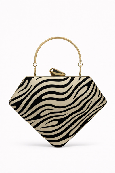 louisiana polo Vrl Women's Evening Dress Clutch Bag Zebra Black-White 222-01