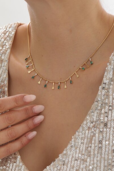 YAVUZ KUYUMCULUK 14 Ayar Altın Zümrüt Sallantılı Kolye