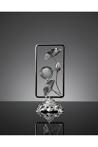 OBJE Modern Silver Ginkgo Yaprağı & Cam Küre Dekoratif