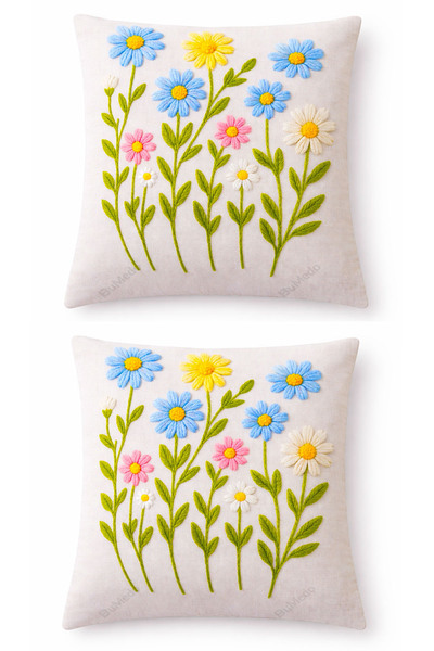 Bumedo 3D Flower Patterned Digital Printed Throw Pillow Cover Set of 2 – 42X4...