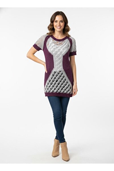 Cockatoo Openwork Patterned Contrast Color Women's Knitwear Dress /Tunic/ Blo...