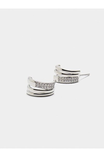 PARFOIS Zirkon Taşlı Açık Halka Küpe