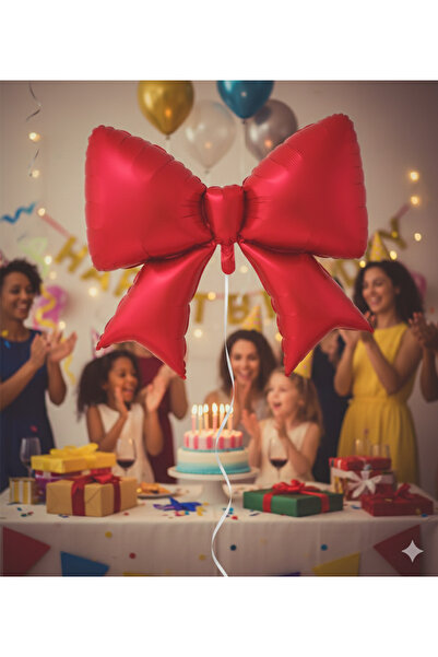 DODOMAR 98 cm Red Bow Foil Balloon - Birthday Party Decoration Ornament Balloon