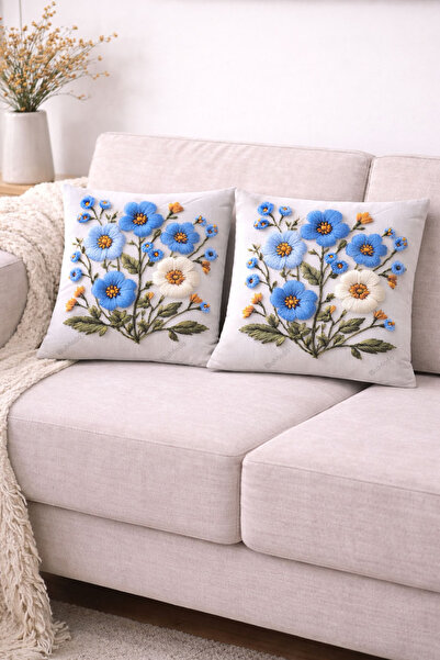 Bumedo 3D Flower Patterned Digital Printed Throw Pillow Cover Set of 2 – 42X4...