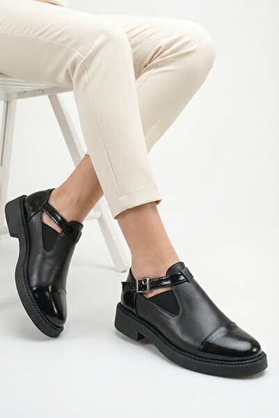 GRADA Black Genuine Leather Women's Casual Shoes Special Design Daily Ankle S...