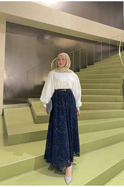 ZARERA Taşlı Tül Flok Etek