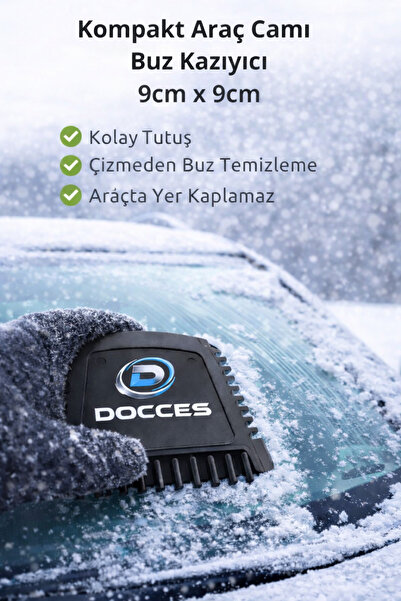 DOCCES Araç Buz Kazıyıcı 9cm x 9cm Oto Araba Ön Camı Pencere Kar Temizleyici ...